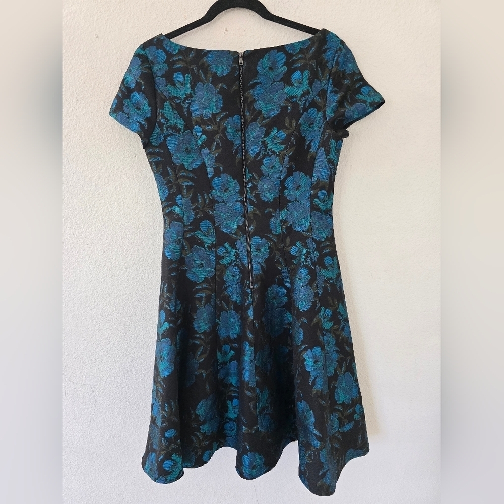Antonio Melani Dress Womens Sz 4 Floral Fit&Flare Blue Black Whimsgoth - Picture 10 of 13